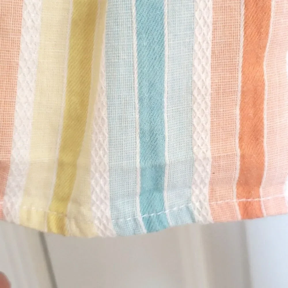 Anthropologie Odille Pastel Stripe Drop Waist Pleated Cotton A-Line Skirt 0 - Picture 5 of 9